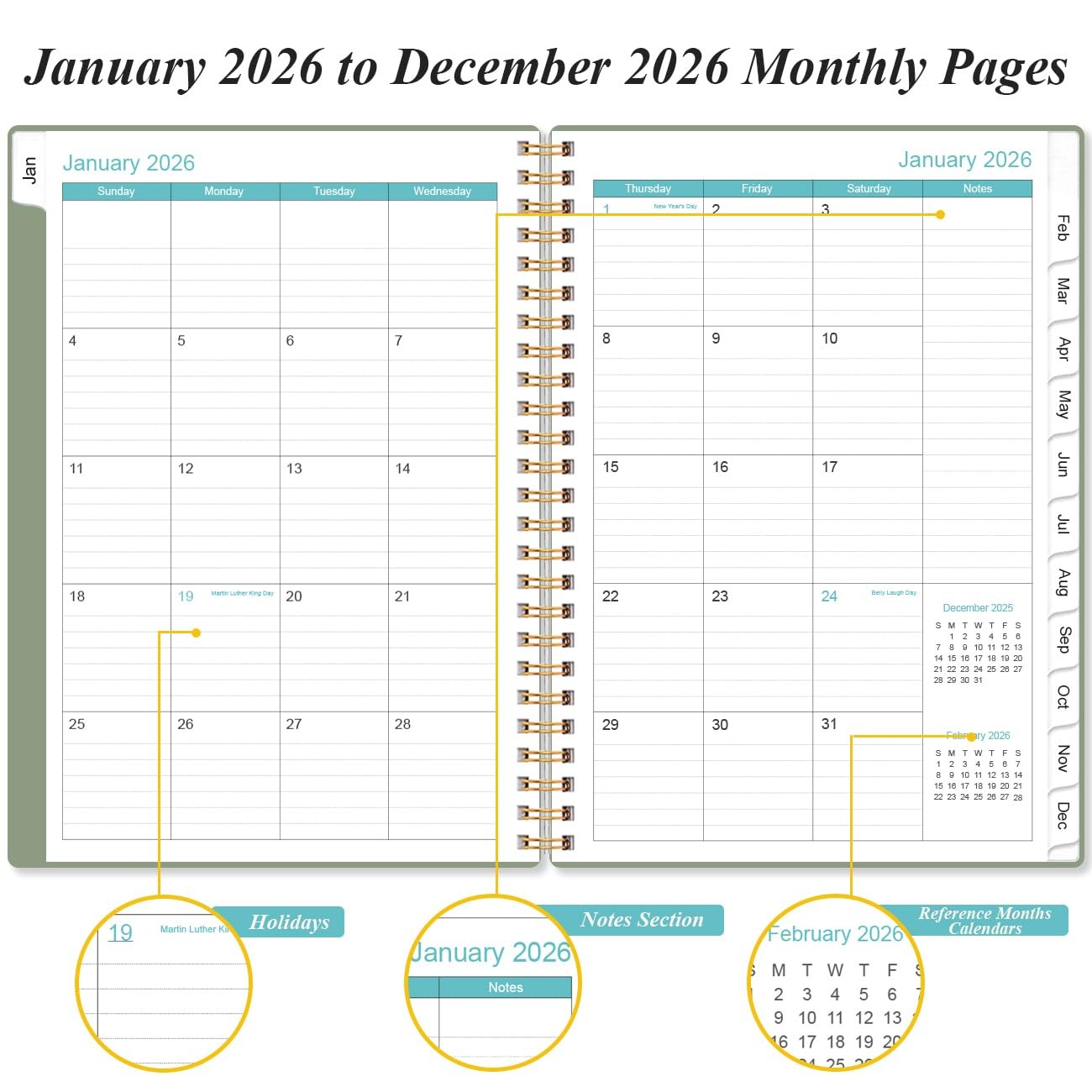 2026 Appointment Book & Planner – 2026 Daily Hourly 6.4″ x 8.5″, Green-D
