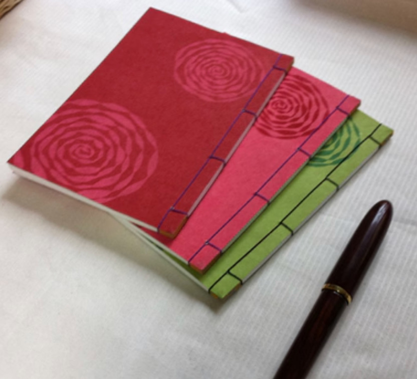 Unsodo Japanese Notebook Handmade Woodblock Print Watoji Kiku Journal Washi