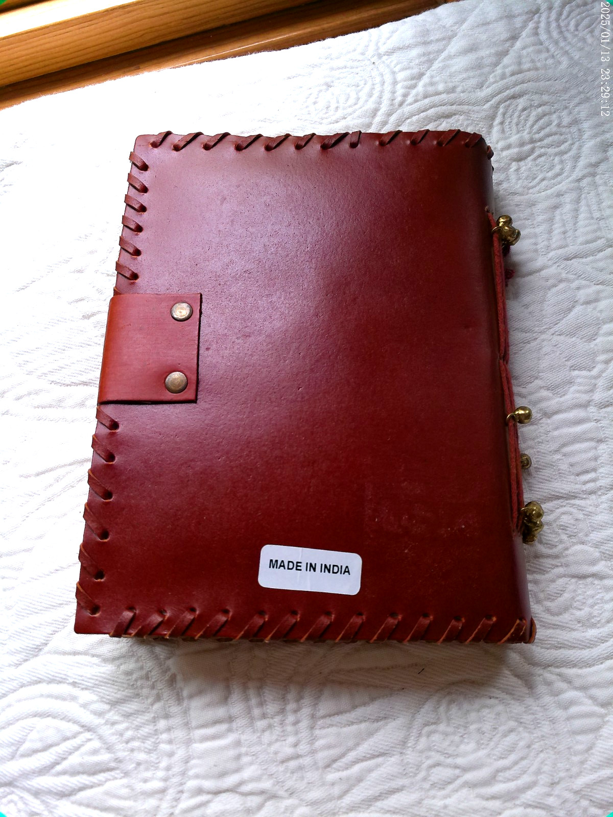 JEWEL OF MUMBAI HANDMADE LEATHER JOURNAL KRISHNA METAL LATCH 144 LINED PAGES C