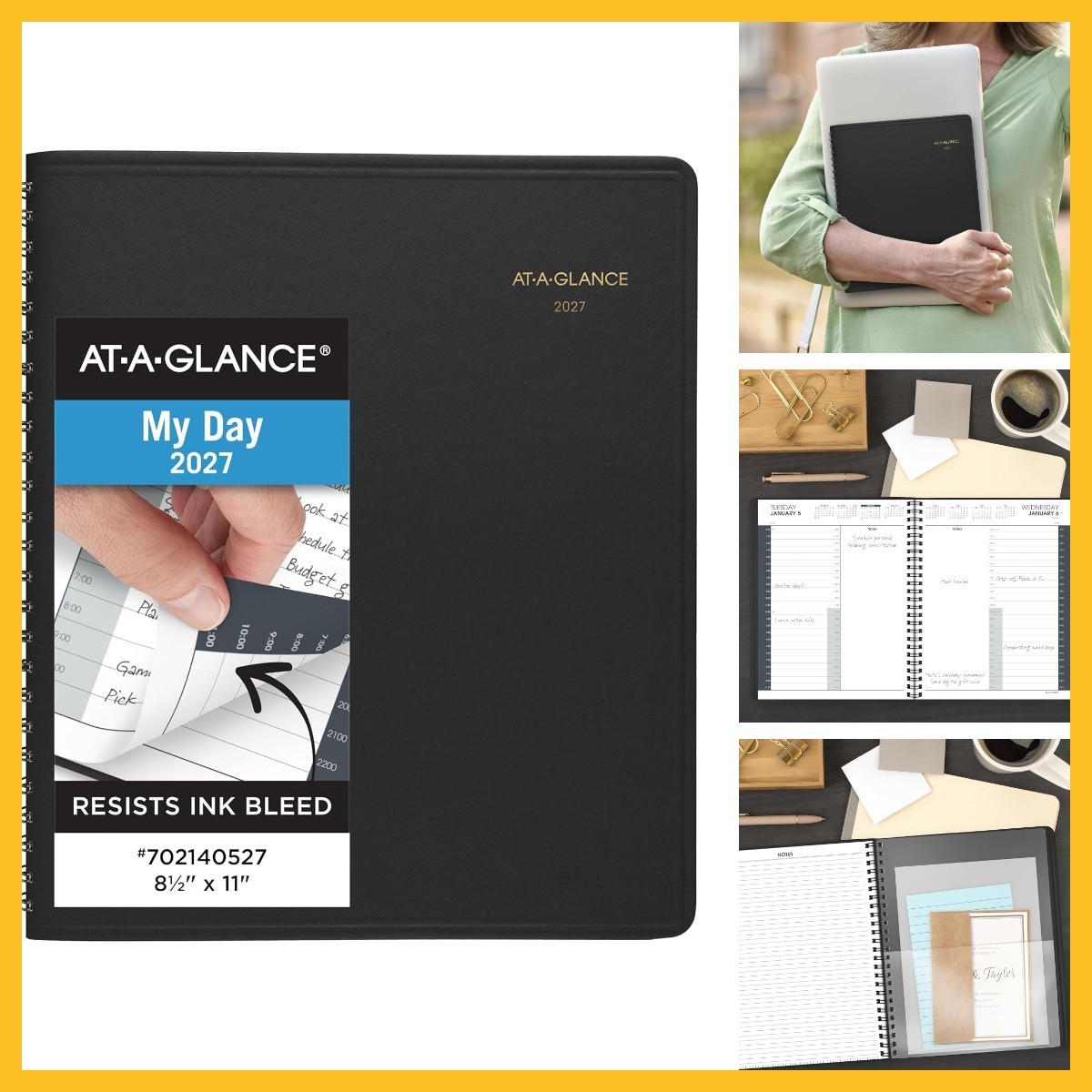 Appointment Book Planner Daily 7021405 8.5 24-Hour Black 1 Pack Paper