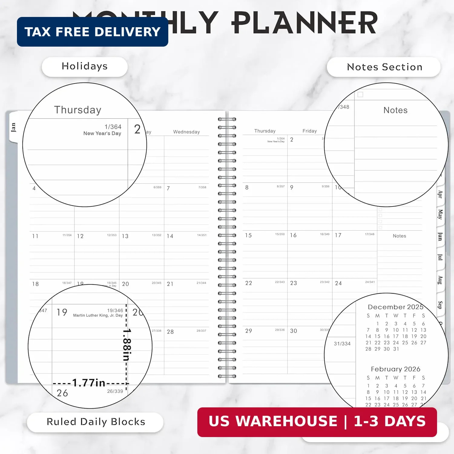 2026 Day-to-Day Planner – Large 9″ x 11″ with Weekly Pages & Easy Navigation USA