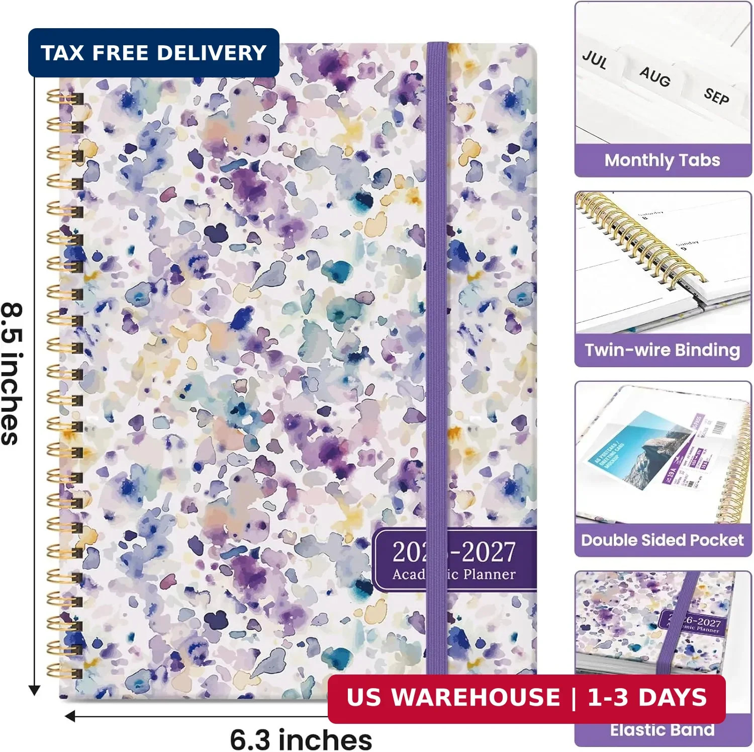 Planner 2026-2027, Academic Year Monthly & Weekly Calendar Book, Jul 2026-Jun 20