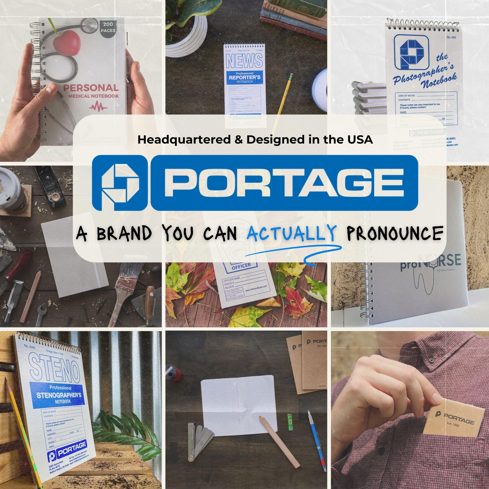 Portage Lined Hardcover Aesthetic Notebook Writing Pages, Oatmeal