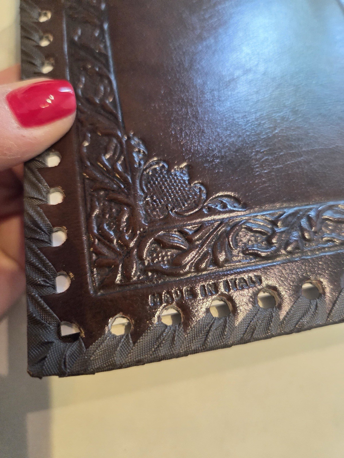 Vintage Made in Italy Florentine Style Leather Address Book A-Z Whip-Stitched
