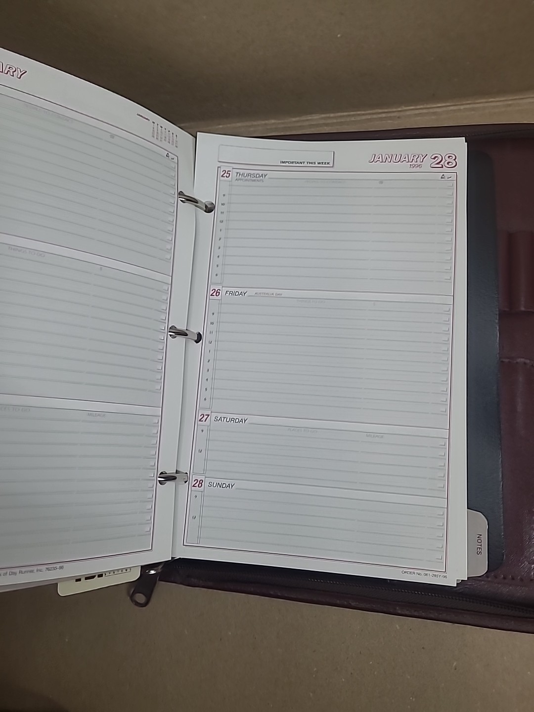 3 Ring Leather Organizer Journal Planner Vntg. 1994 Time Systems Inc. 10 In × 8