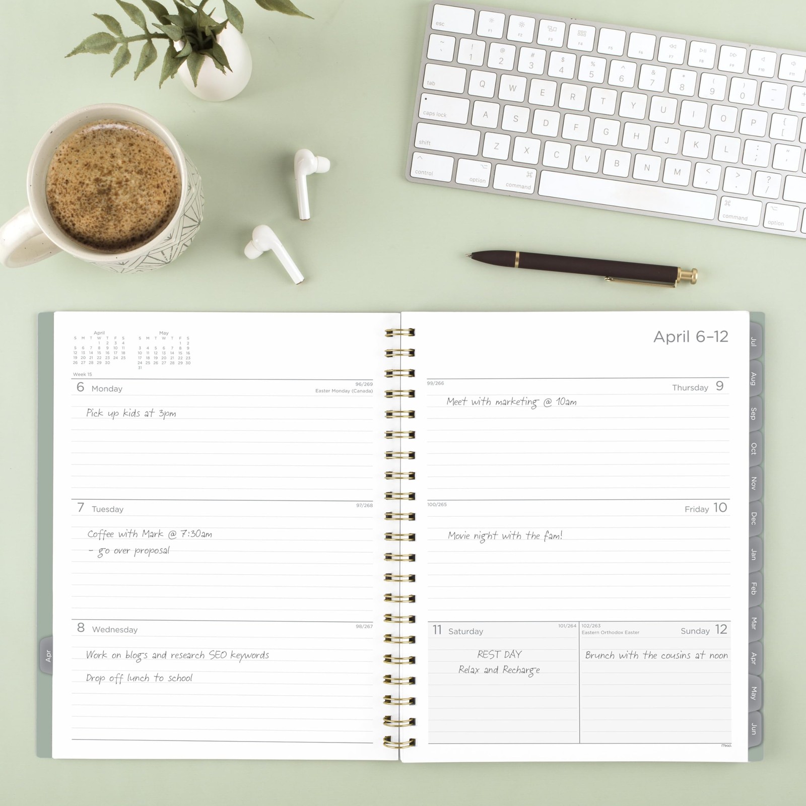 Mead Planner 2026-2027 Weekly & Monthly Academic 8.5″W x 11″H, Soft Grass