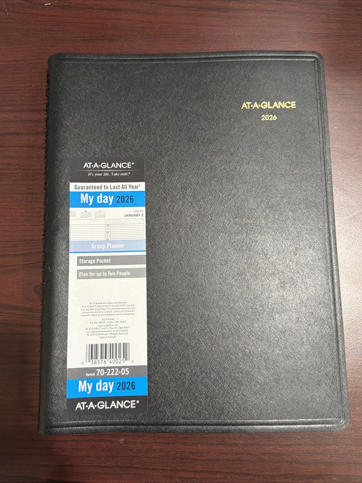 2026 Appointment Book Planner, Daily, 8″ x 11″, Large, Two Person Group, Blac…