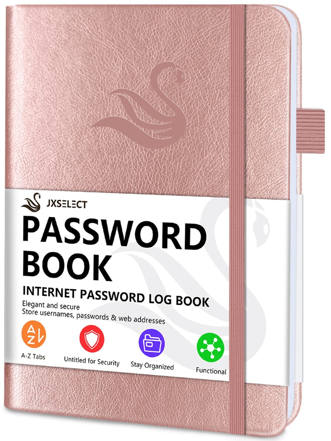 Elegant Password Book with Alphabetical Medium (5.2 x 7.6 Inch), Rose Gold