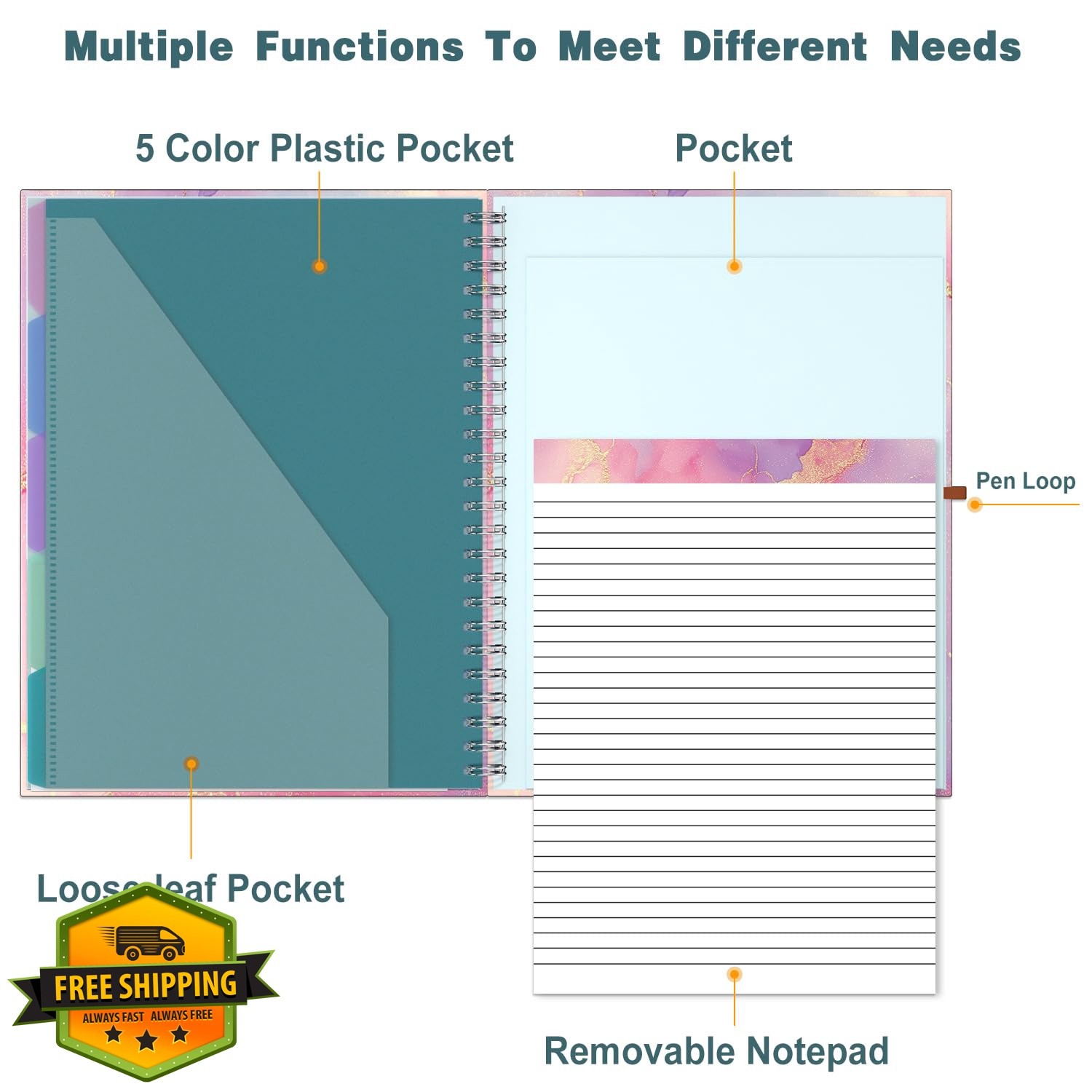 Hongri Portfolio Art Marble 12.8×9.7 Inch Notepad