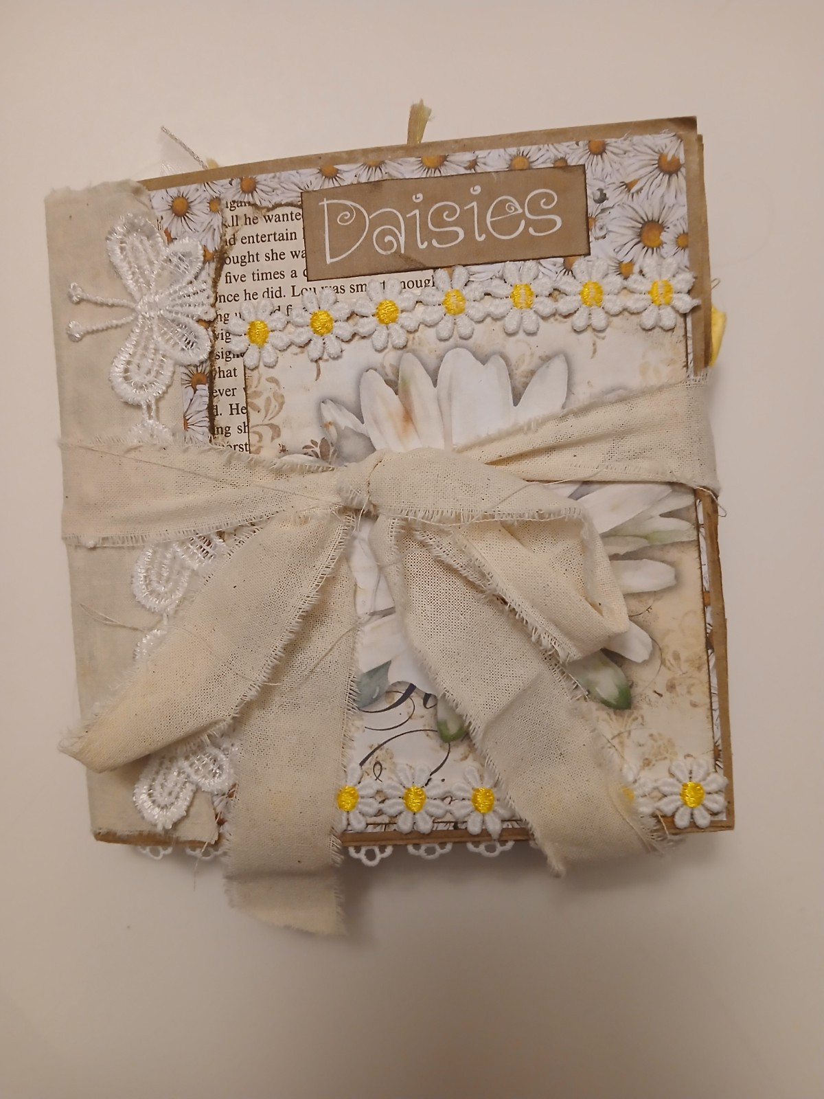 Handmade Daisy Summer Unique Paper Lunch Bag Junk Journal Ooak