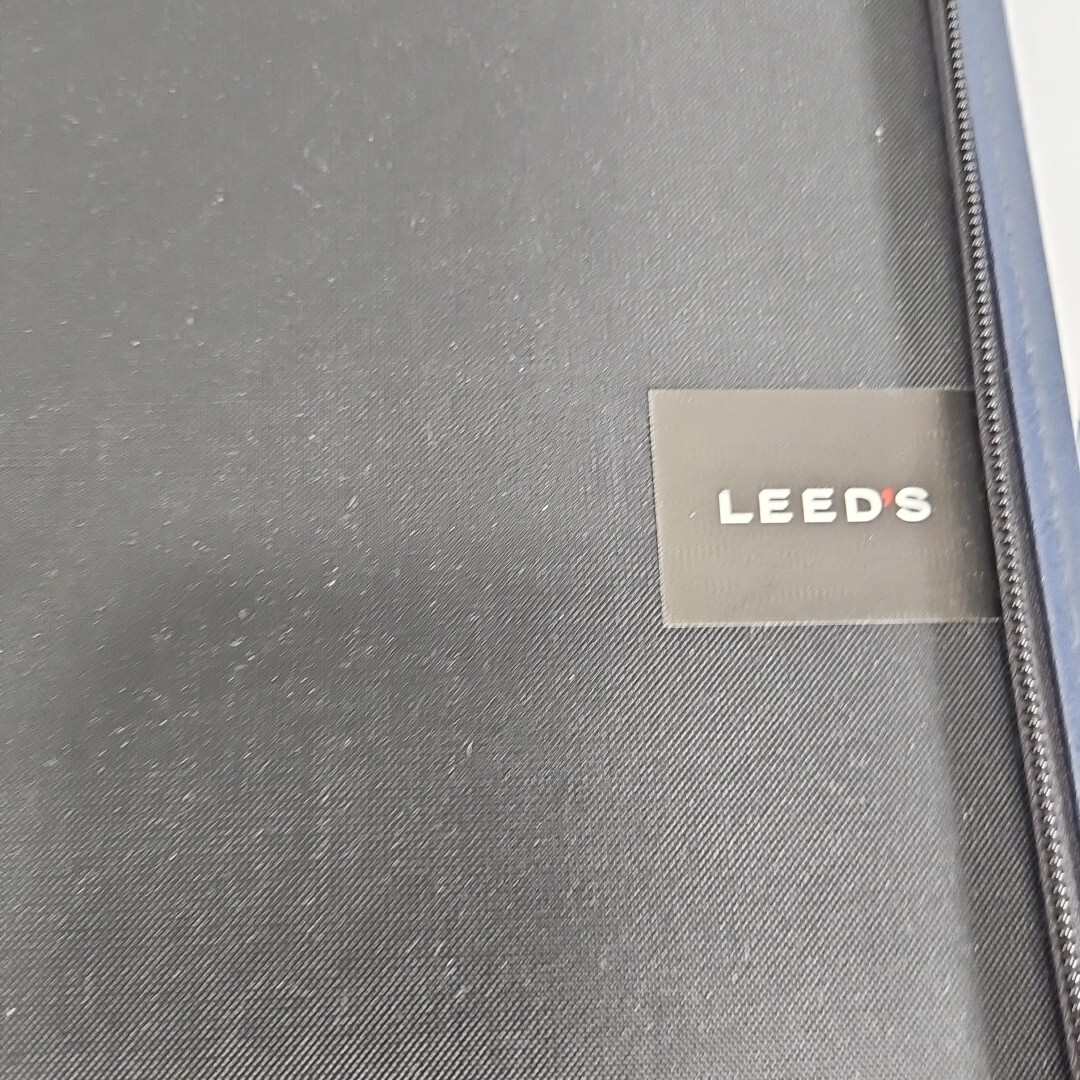 LEED’S Navy Blue Leather Organizer Folio Case Notepad Planner Folder Zips
