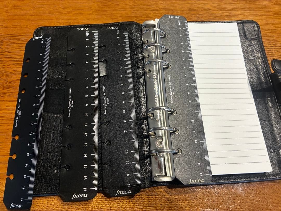 Filofax System Planner Black Leather Bible Size business rare solid Authetnic