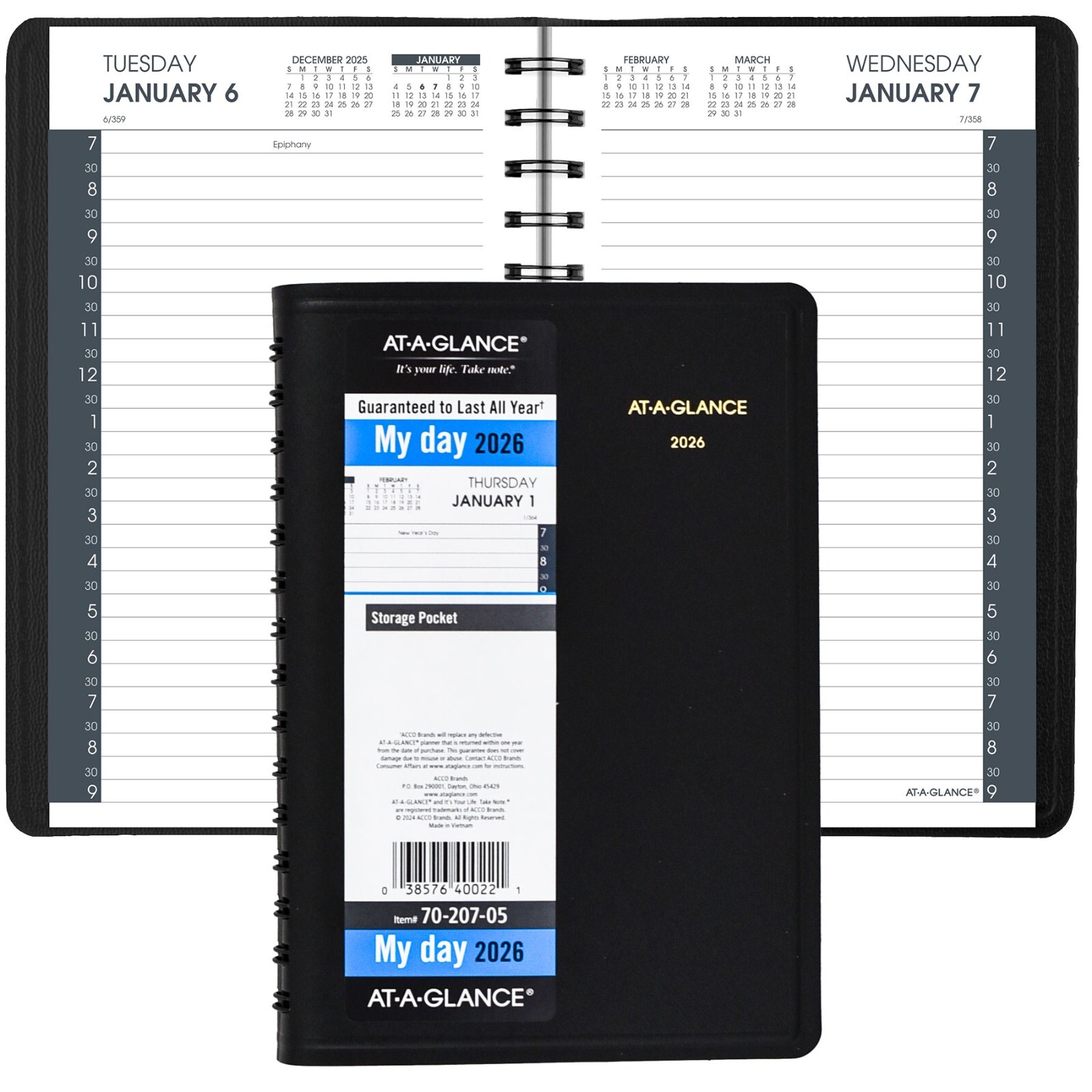 2026 At-A-Glance 70-207-05 Daily Appointment Book, 5 x 8″