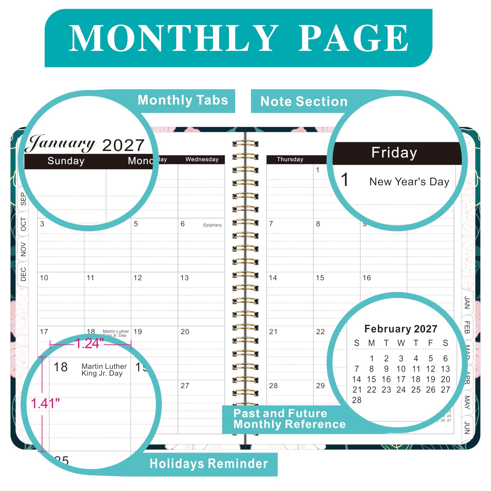 Planner 2026-2027,Agenda 2026 2027, July 2026 to June 2027 Monthly Weekly Cal