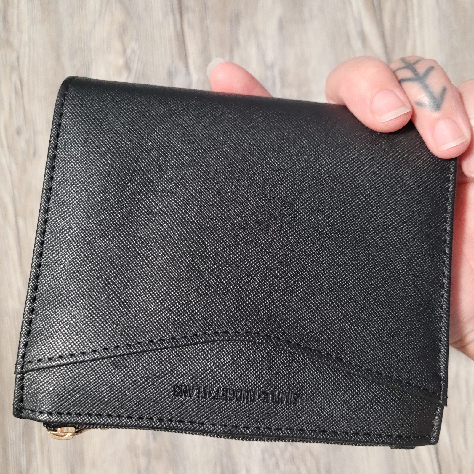 Black BiFold A7 Binder Wallet 15mm Gold Rings with Large Back Pocket