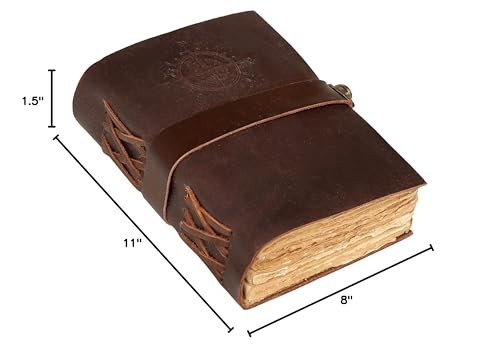 cuero Compass Vintage Leather Journal – Antique 11.5″X8.25, Brown