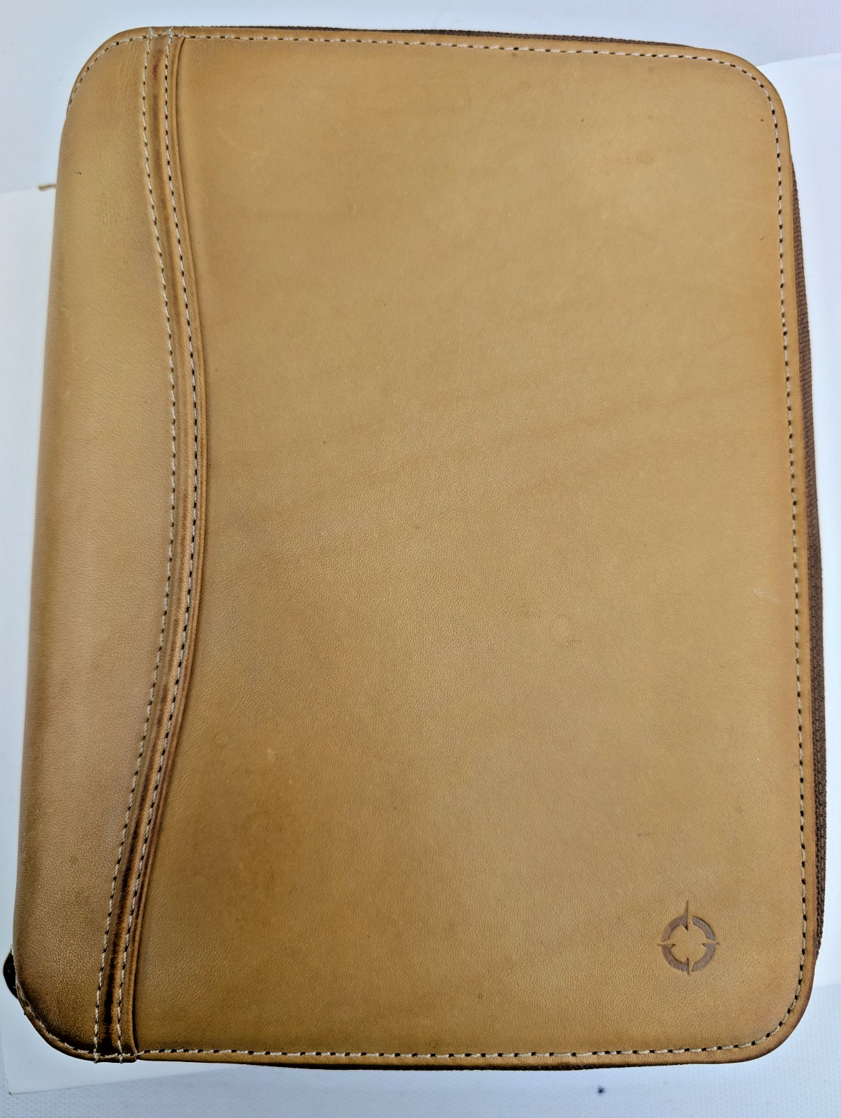 FranklinCovey Camel Brown 100% Leather Pocket 7-Ring Binder Planner Organizer