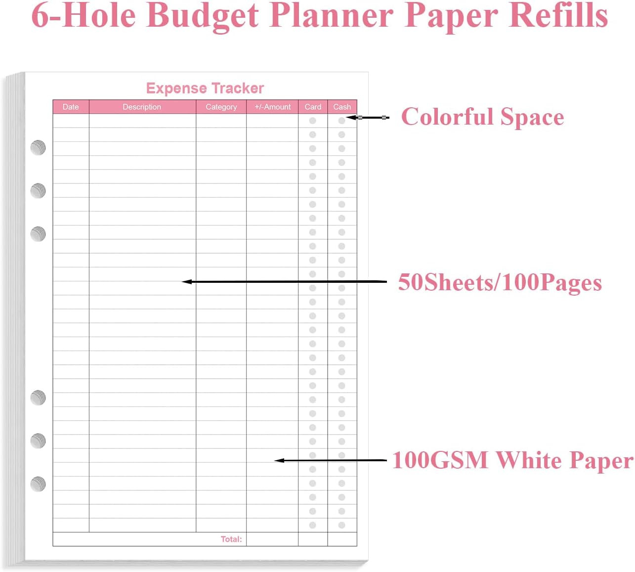 Budget Planner Refills for A5 Binder – 6 Hole Expense Tracker Paper, 50 Sheets/1