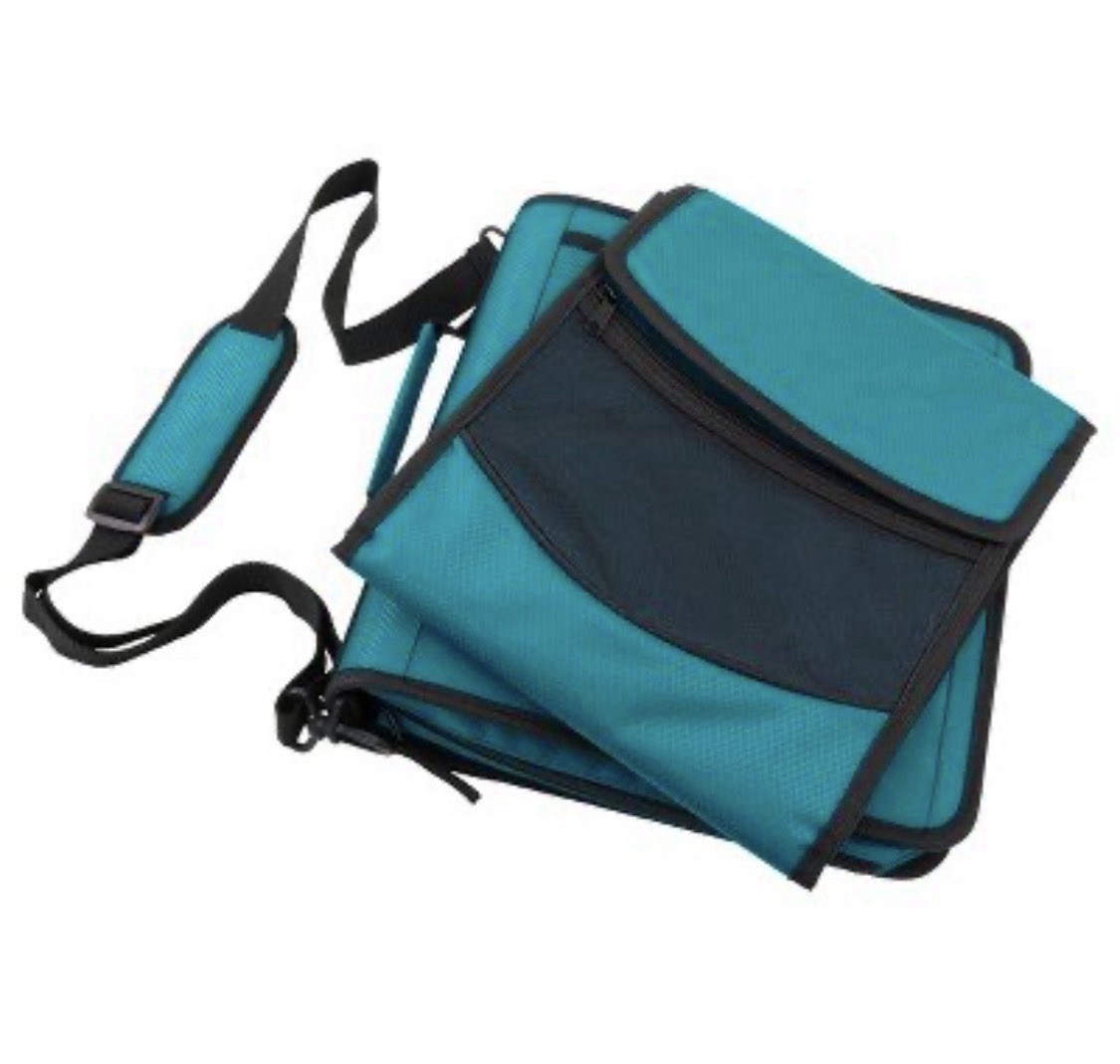 Pock-it Plus Ultimate 4” Zipper Binder/Lap Top Bag Teal With Shoulder Strap
