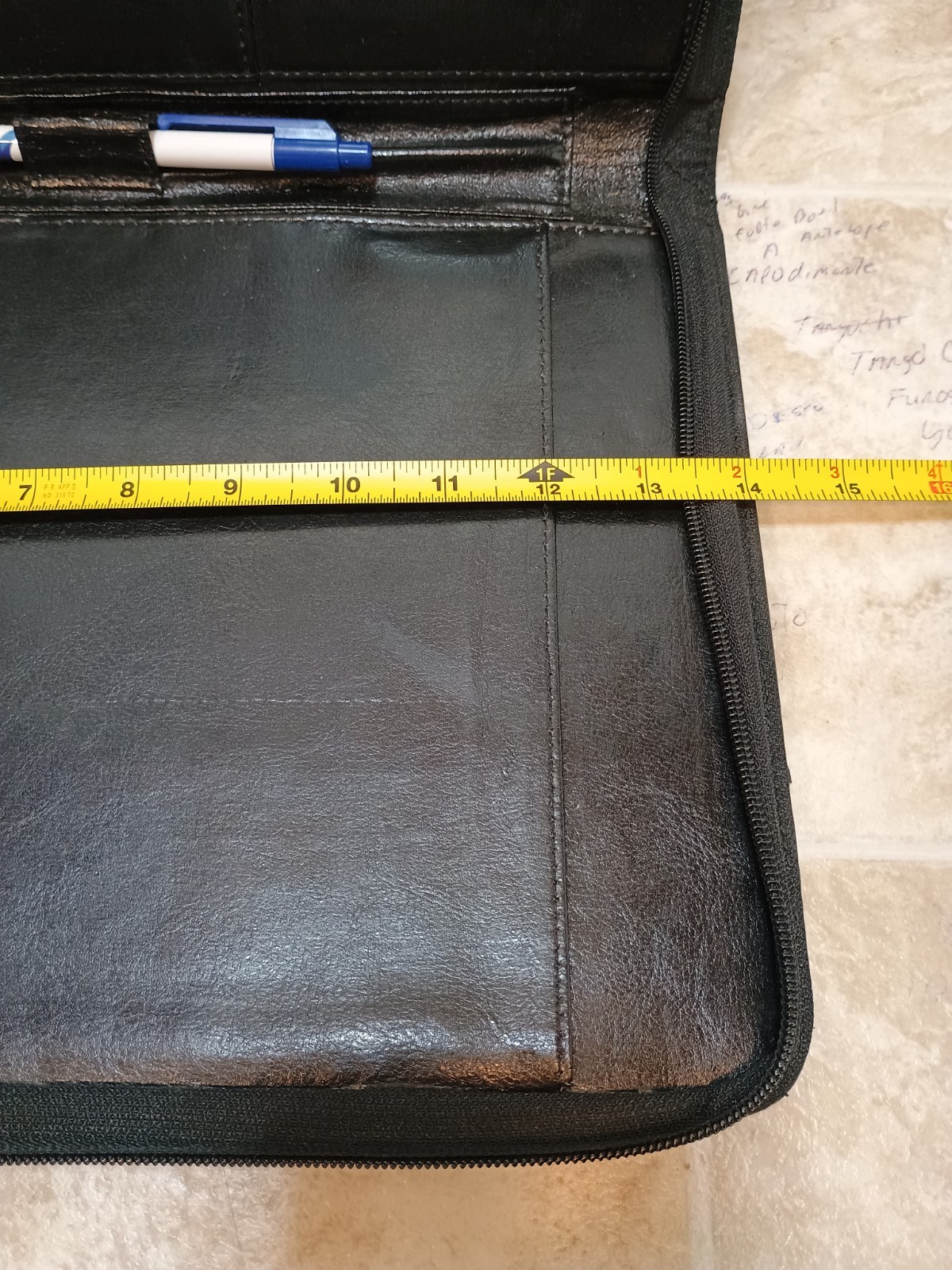 Black Zippered Padfolio Faux Leather Pre-owned Great Condition