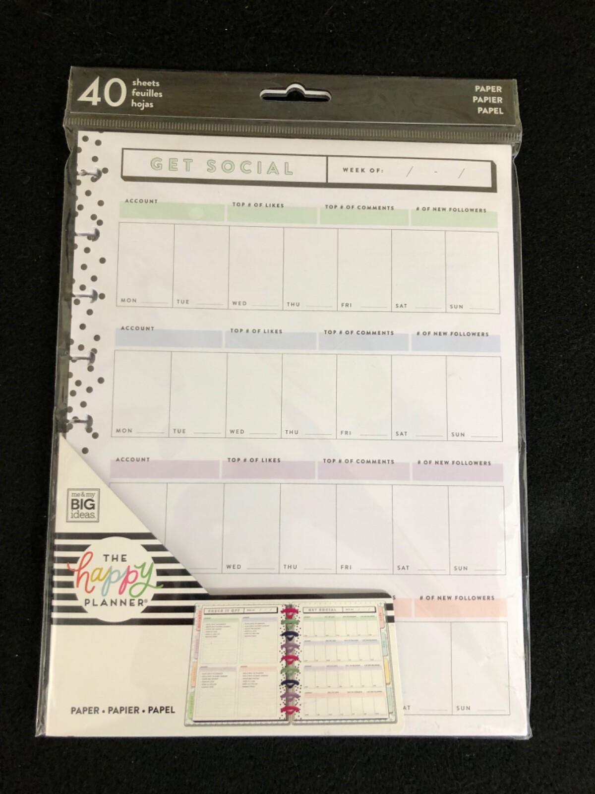 Happy Planner Classic Size “Get Social” paper inserts 40 sheets