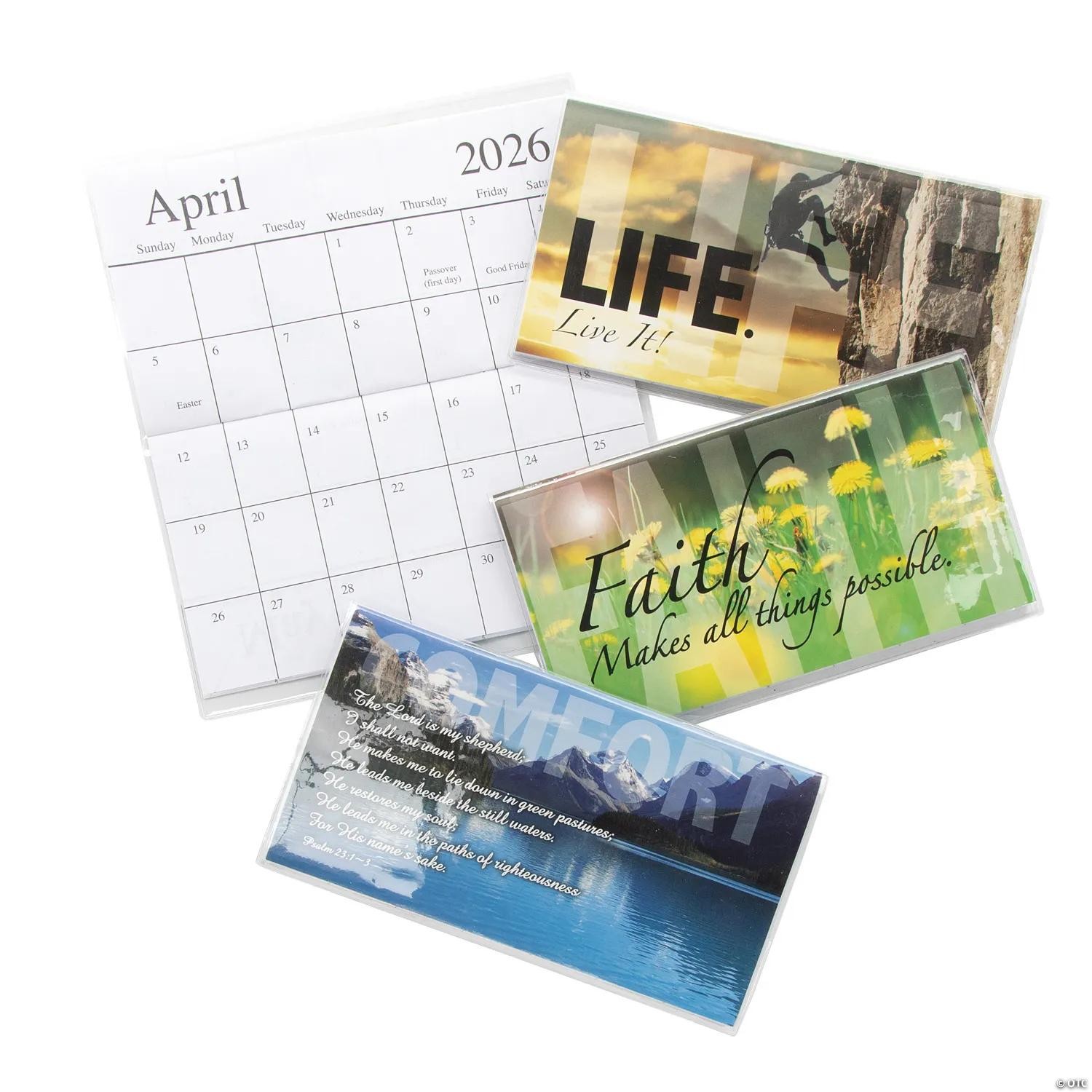 6 1/2″ x 3 1/2″ 2026 – 2027 Religious Inspirational Paper Pocket Calendars