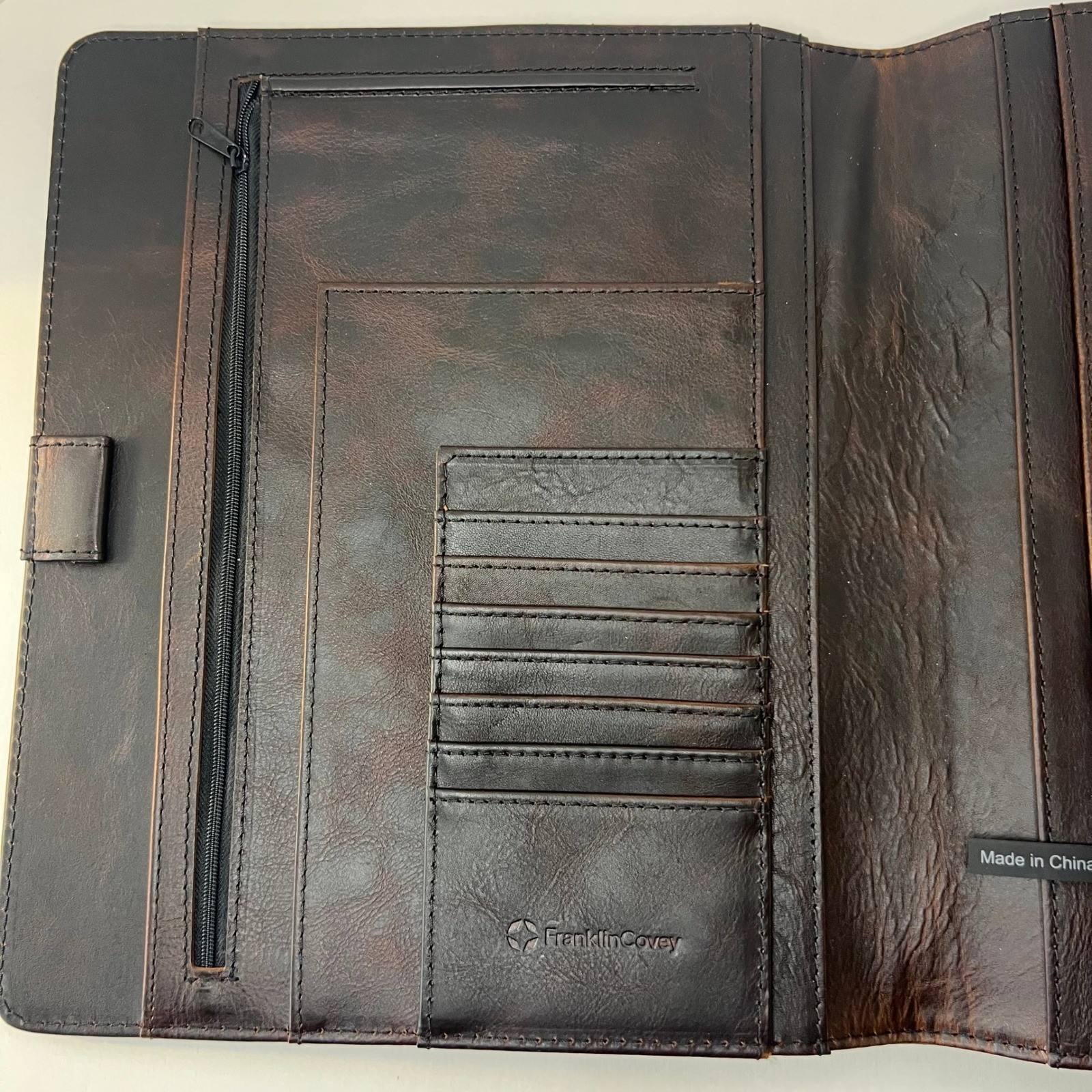 Franklin Covey Ellis Leather Open Cover 82731 Marbled Brown 8.5 x 11″ NWOT