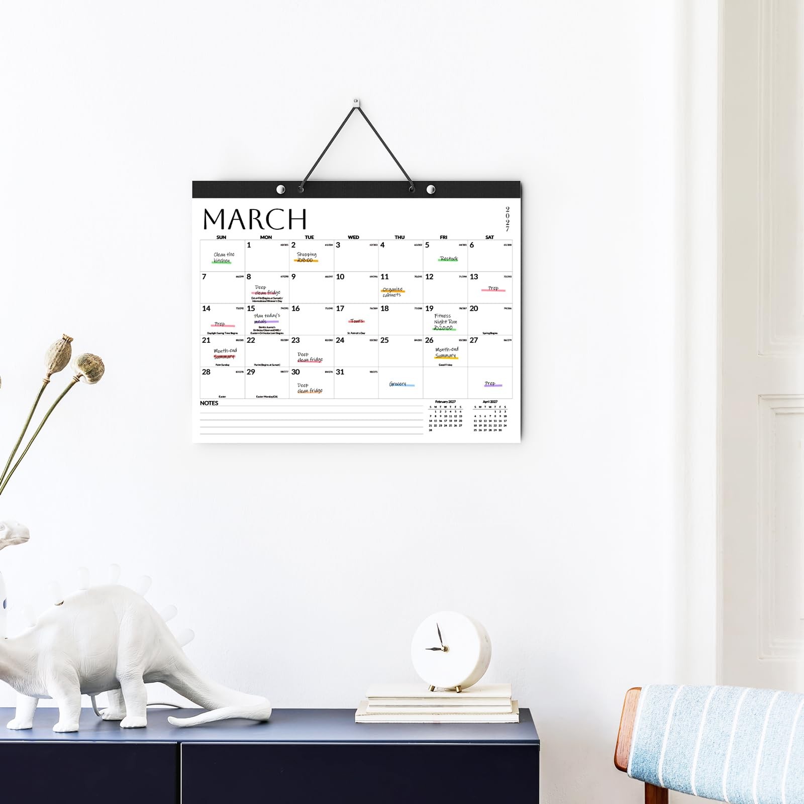 SUNEE Desk Calendar 2026-2027 17×12, 18 Months, Jul. 2026 – Dec. 2027, White