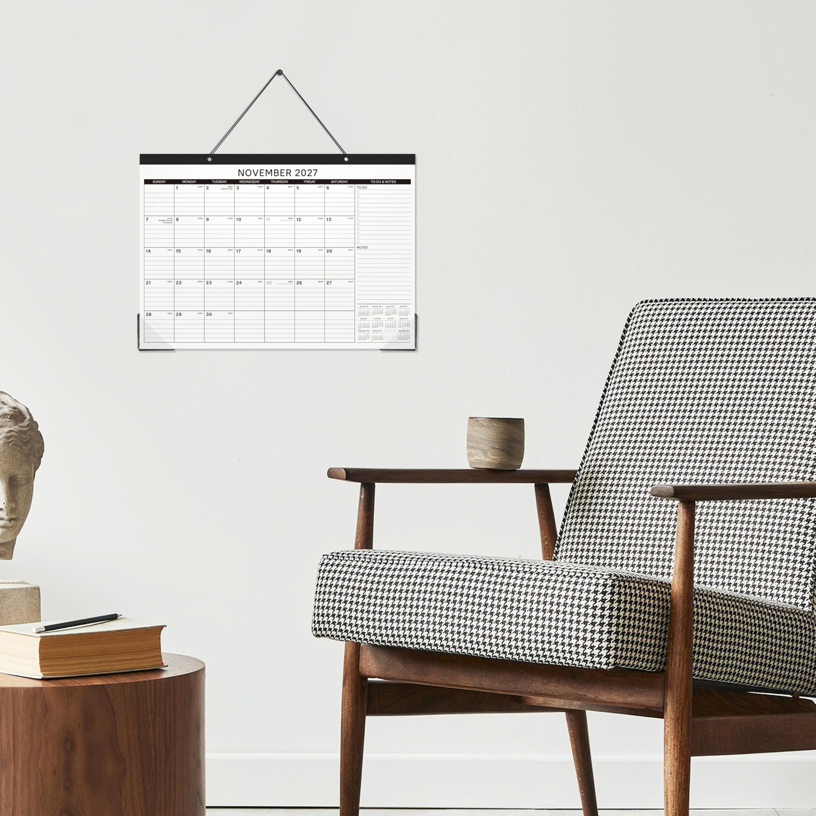 Desk Calendar 2026-2027 – 18 Months Wall 2026-2027, 17″ x 12″, black