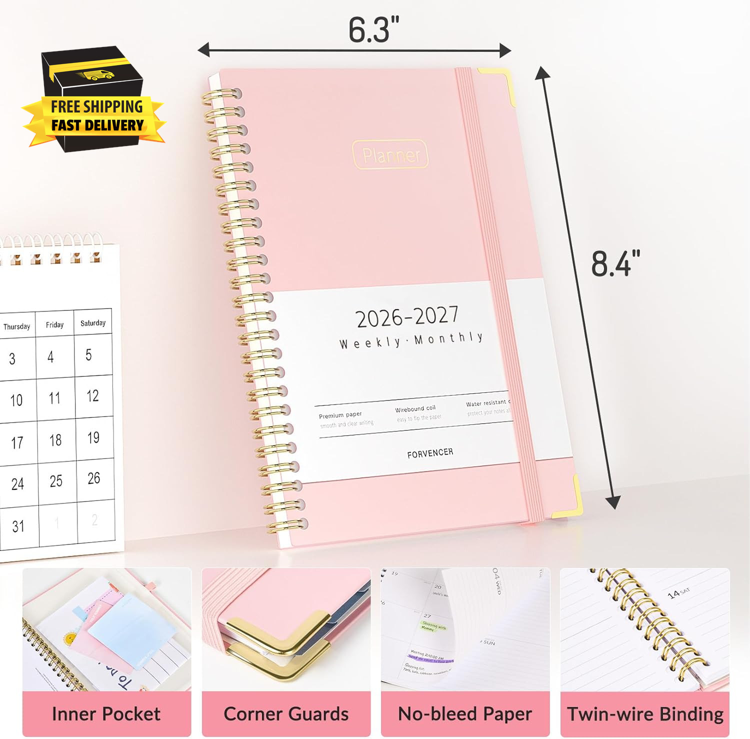 Academic Planner 2026-2027, Hardcover Calendar Planner Weekly & Monthly, July 20