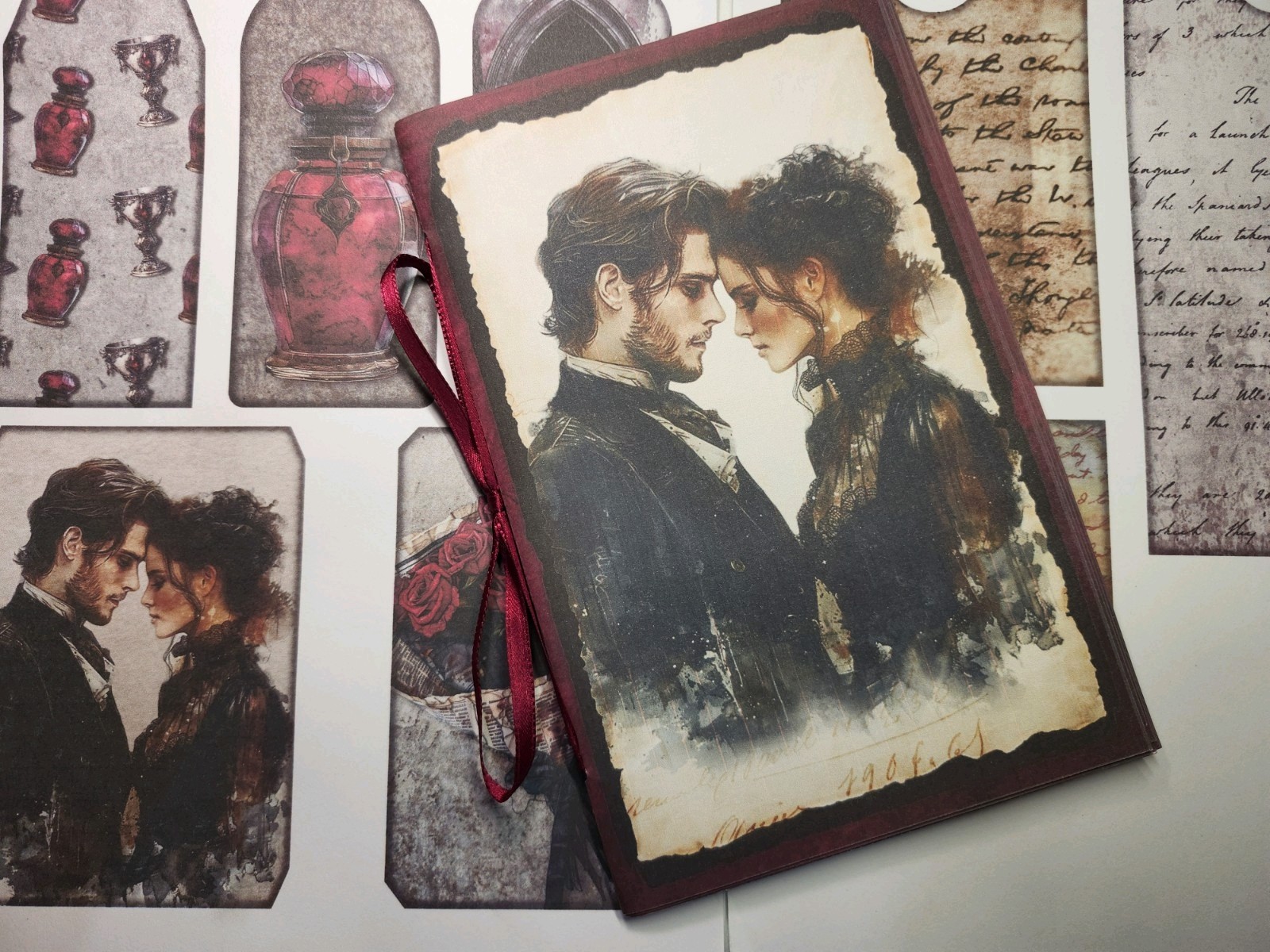 Junk Journal Booklet “SO THIS IS LOVE” Floral, Love & Romance, Music LG 9X6 40pg