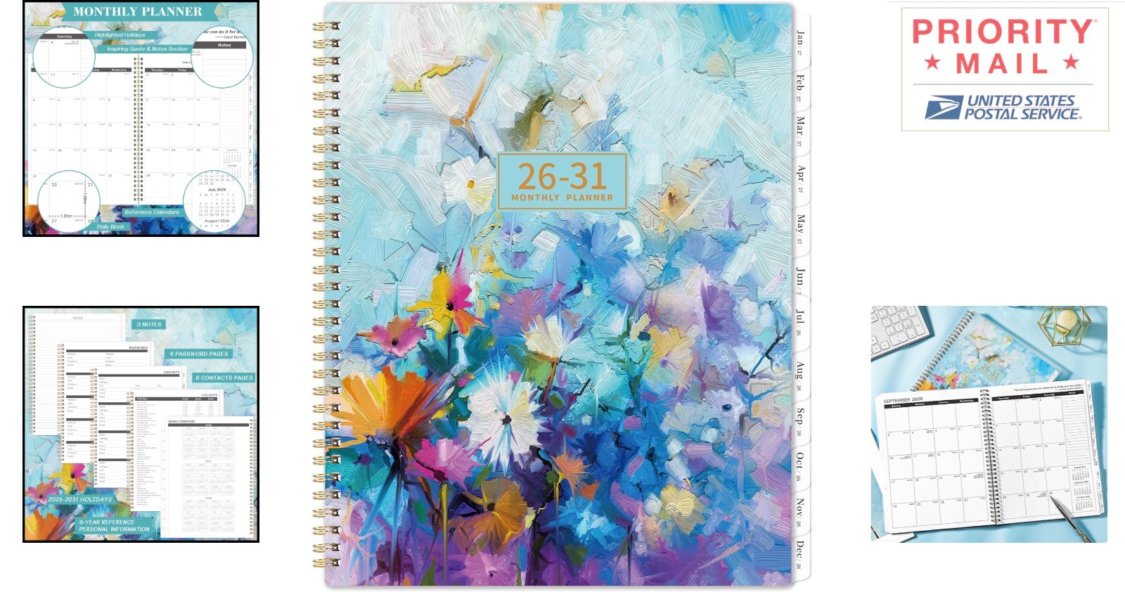 Monthly Planner 2026-2031 5 Agenda July 2026 to June 2031 Twin Wire Binding