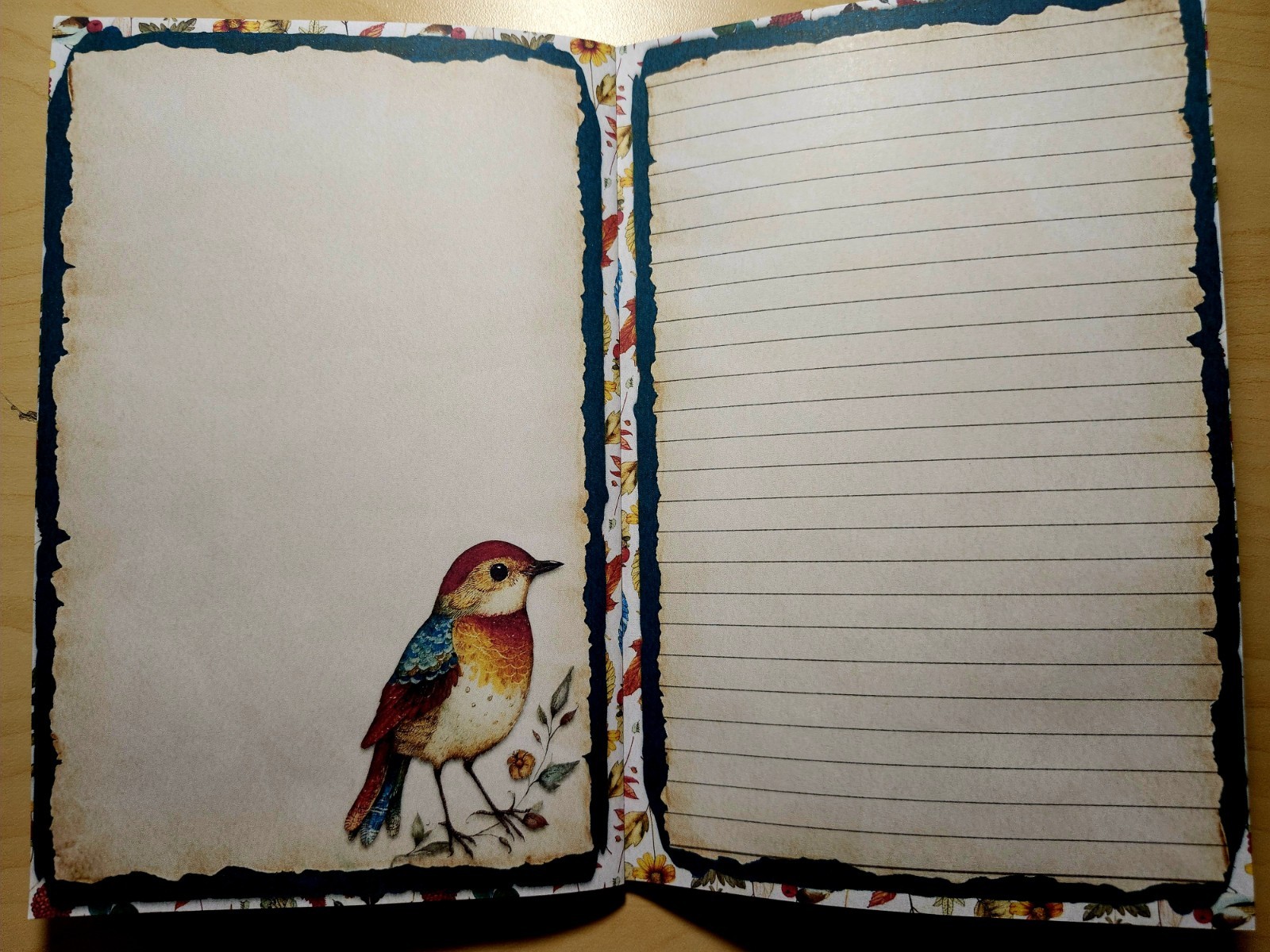 Junk Journal Booklet “FOLKLORE” Handmade Botanical Wildflowers Lg 8.5″x5.5″ 40pg