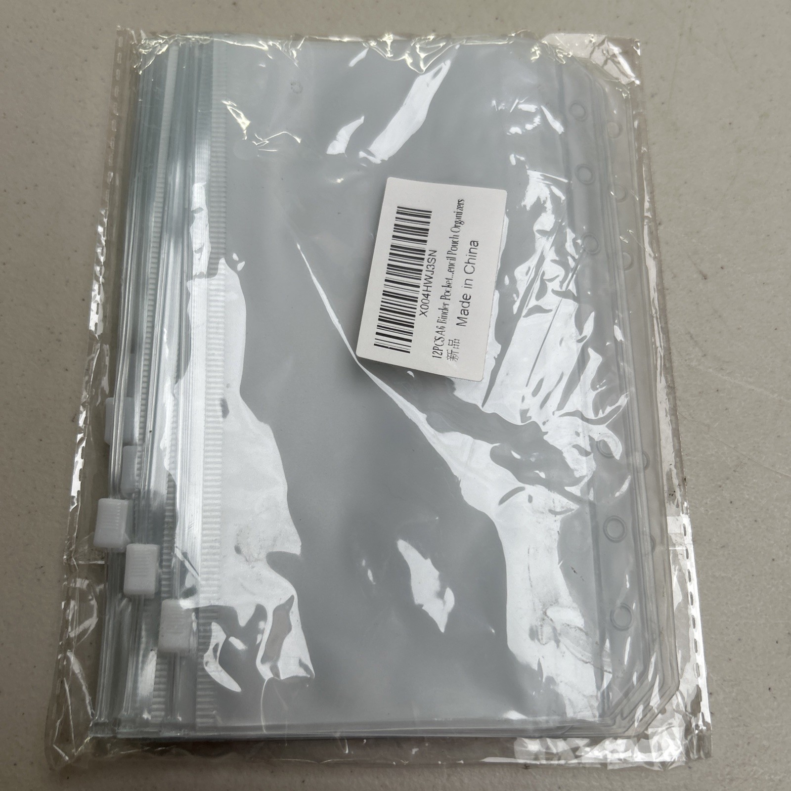 12Pcs For 6-Ring Notebook Binder Binder Pocket A6 Clear PVC Zipper Folders