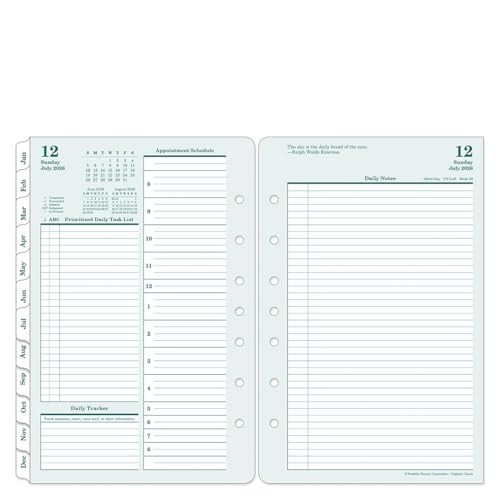Ring-Bound Planner Refill – Two Pages Per Day, Classic Size, Jul 2026 – Jun 2027