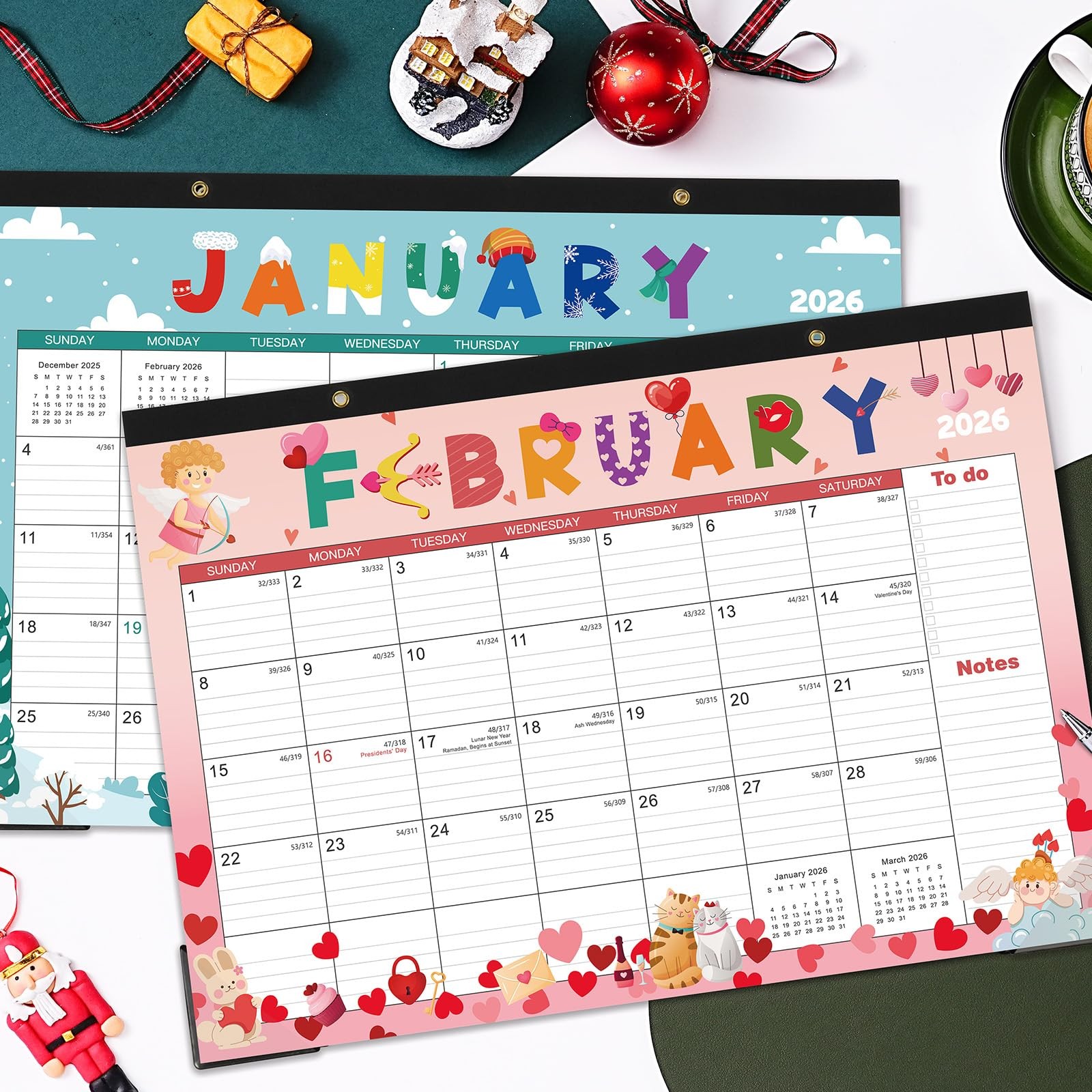 2026 Desk Calendar – Jan 2026 – Dec 2026, 2026 Calendar, 17″ x 12″, x 12″