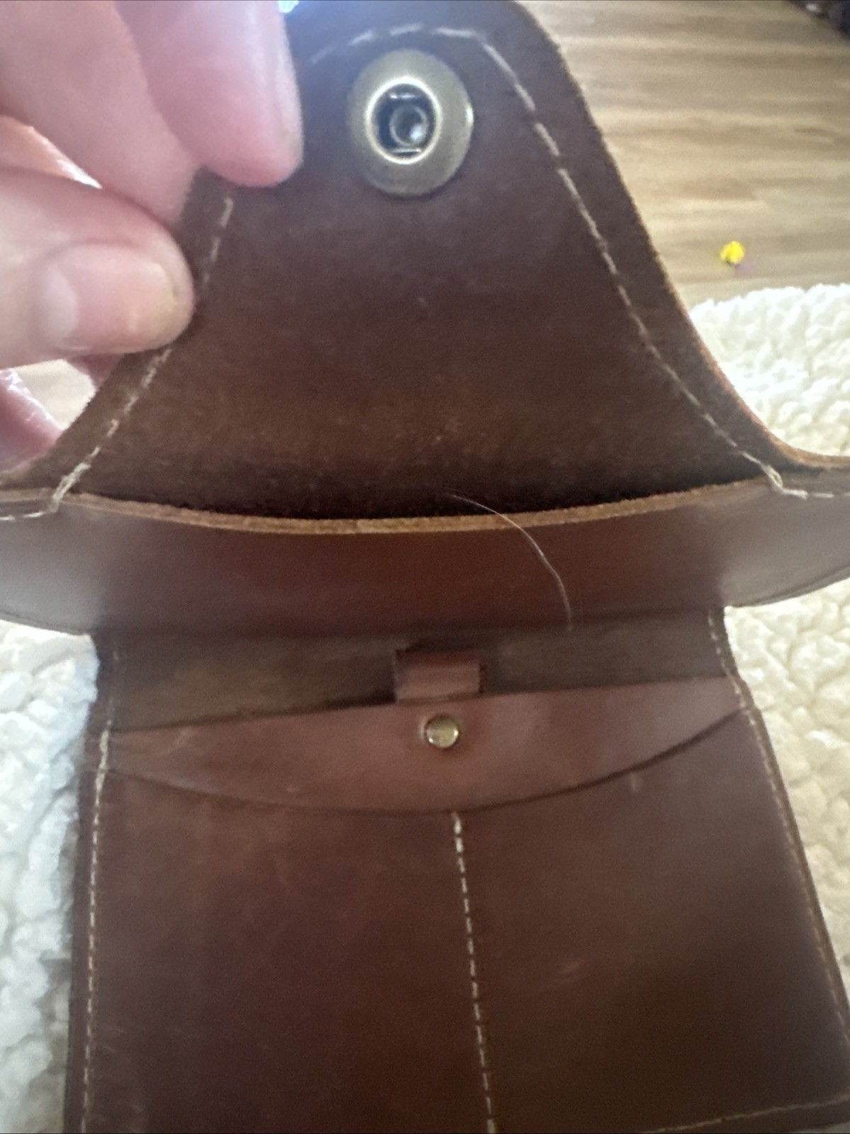 Holtz Genuine Kid Leather Portfolio Snap Latch Pockets Wallet Notebook Brown
