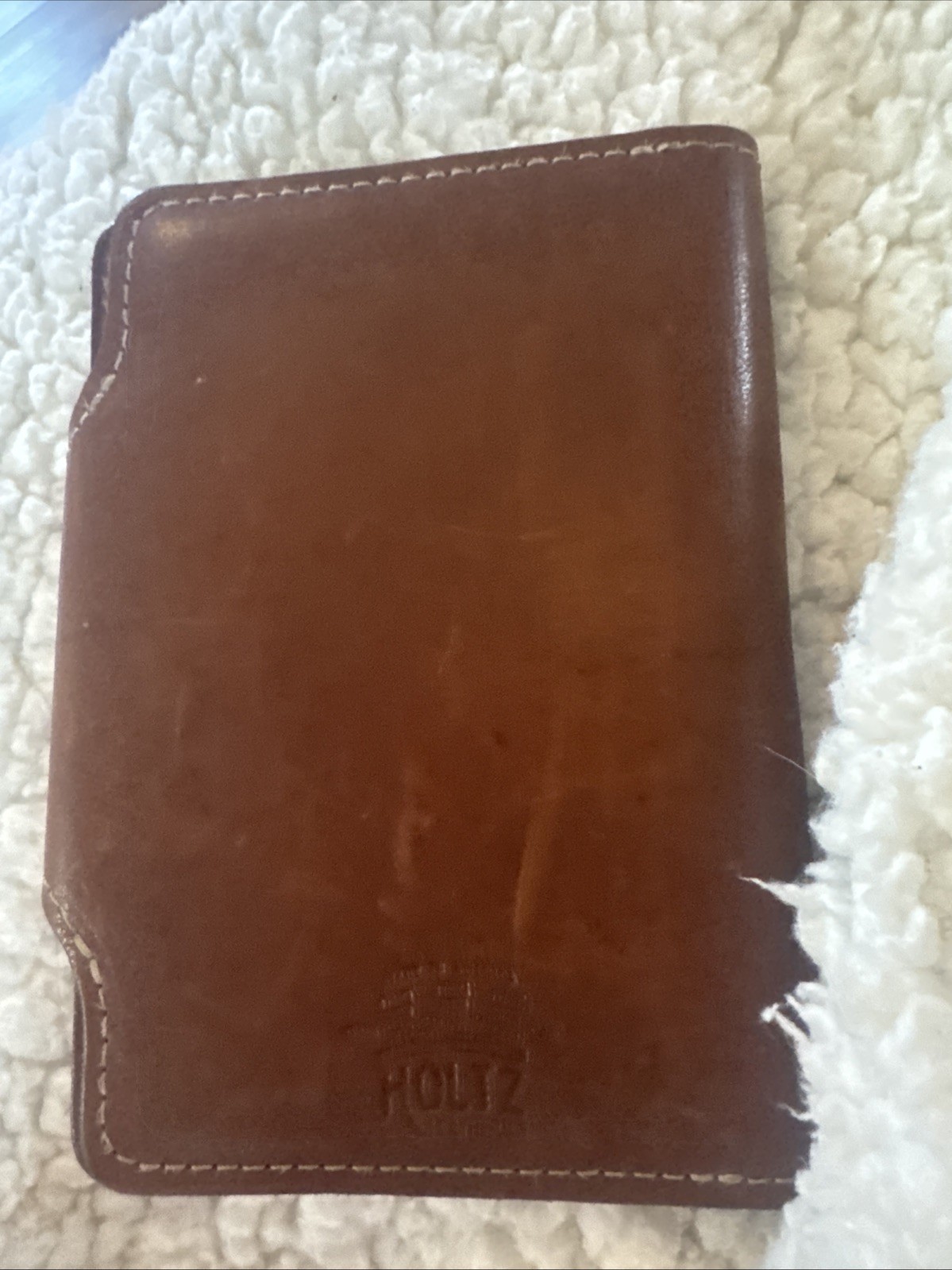 Holtz Genuine Kid Leather Portfolio Snap Latch Pockets Wallet Notebook Brown
