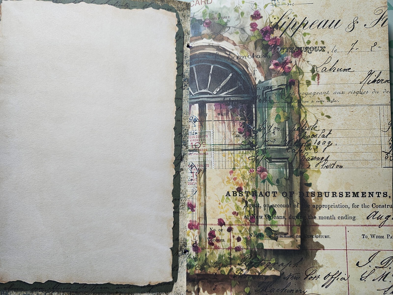 Junk Journal BOOKLET “FLORAL WINDOWS 2” HANDMADE Flowers, European Architecture