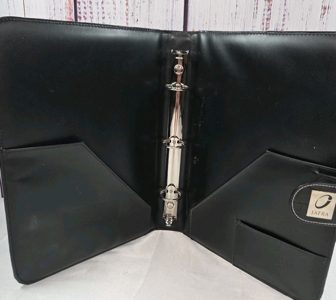 Jafra Note Pad folio Portfolio Black Faux Leather Crocodile Cover Retro