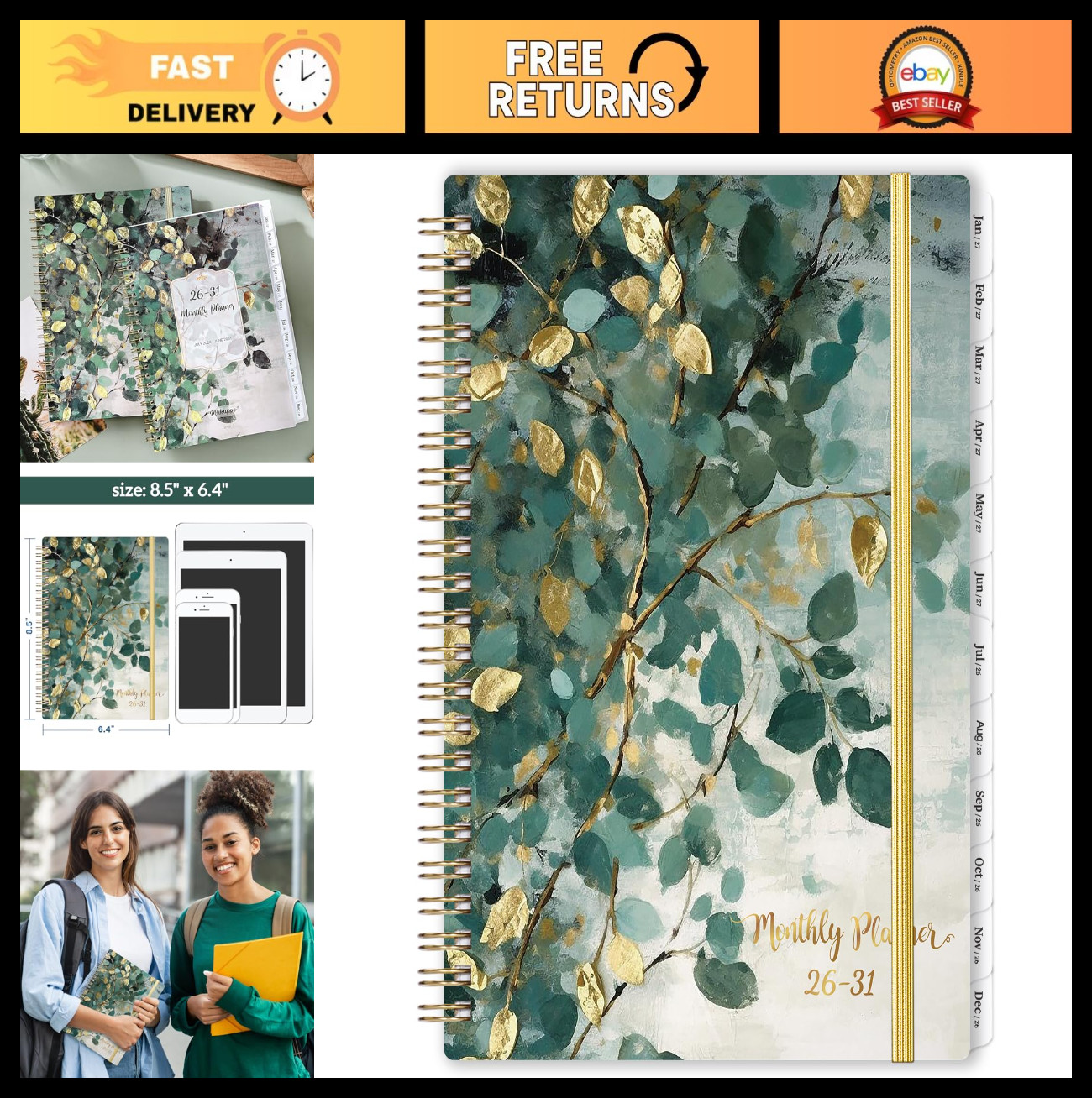 5-Year Monthly Planner 2026-2031, Calendar with Tabs, Notes Pages, Pocket, 6.4″x