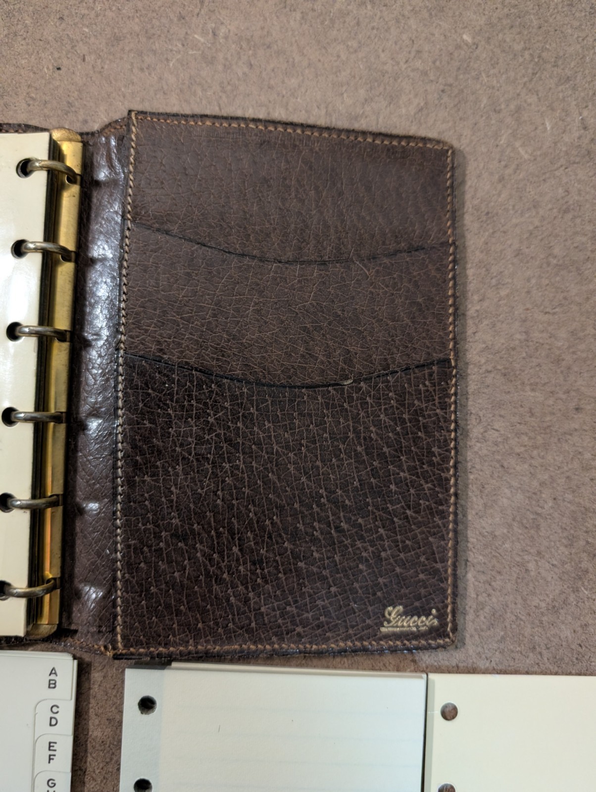 Vintage Gucci Leather Mini Agenda Made In Italy Brown w/ New Inserts Card Holder