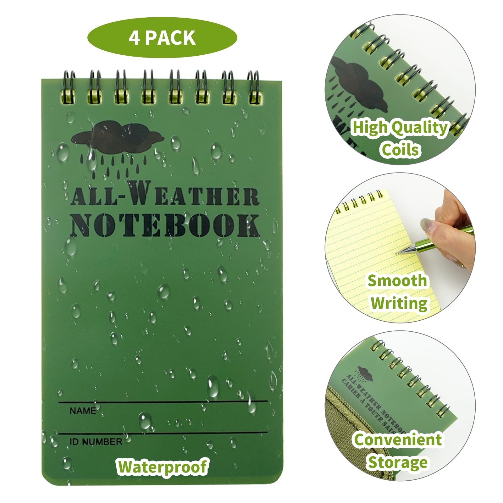 ShioShin 6Pcs Write in the Rain Notebook, Waterproof Notebook, Pocket Noteboo…