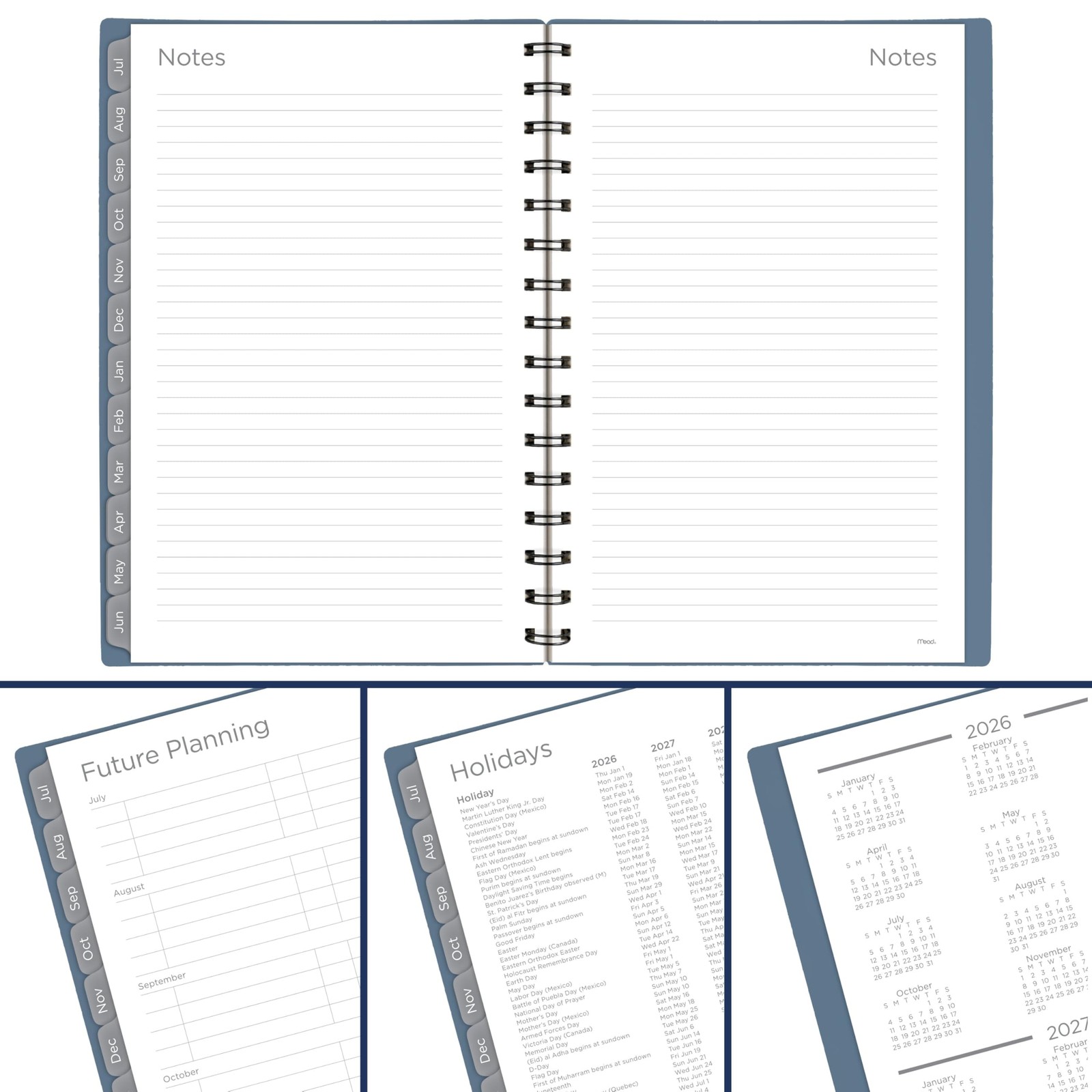 Mead Planner 2026-2027 Weekly & Monthly 5.5″W x 8.5″H, Composure Blue