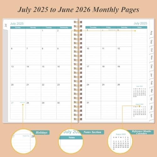 2025-2026 Planner – Academic Planner 2025-2026 from July 6.4″ x 8.5″ Rose Leaf