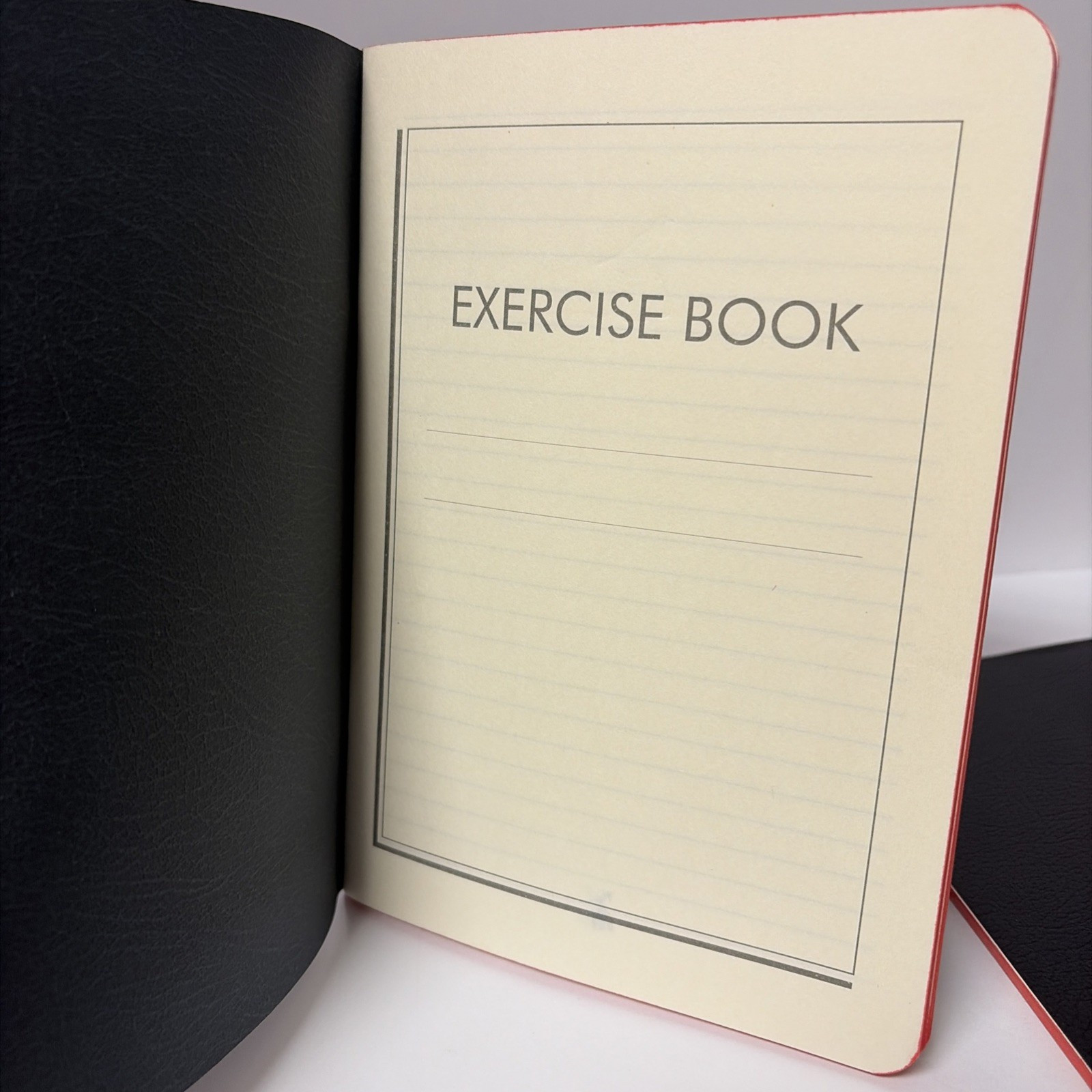 Two Bieffe Handmade Italy Lined Notebooks Black Exercise Journals Faux Leather