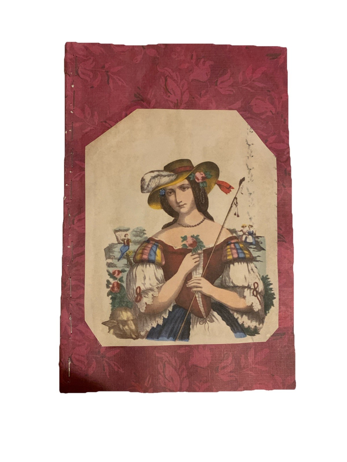 Victorian Style Shepherdess Pocket Notebook Floral Handmade Journal 1 Set