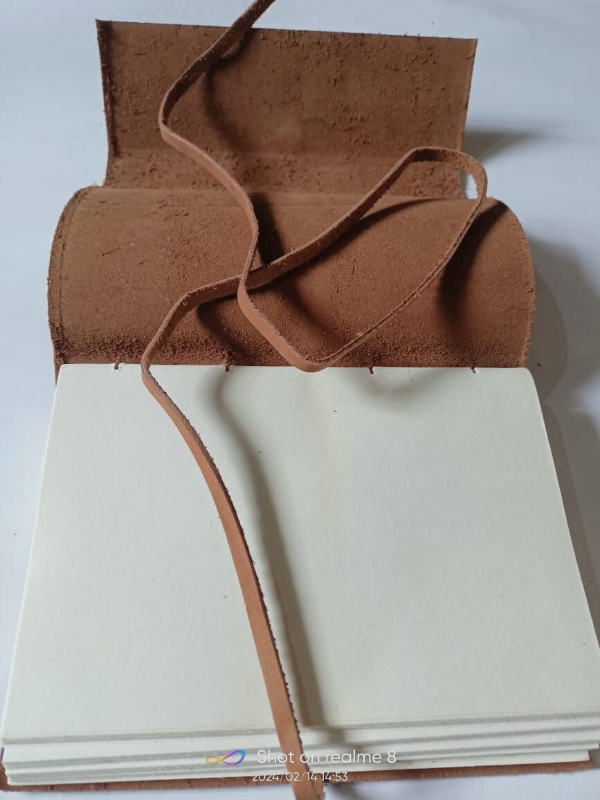 Leather Journal Handmade Leather bound Writing Notebook Custom Recycled Paper fs