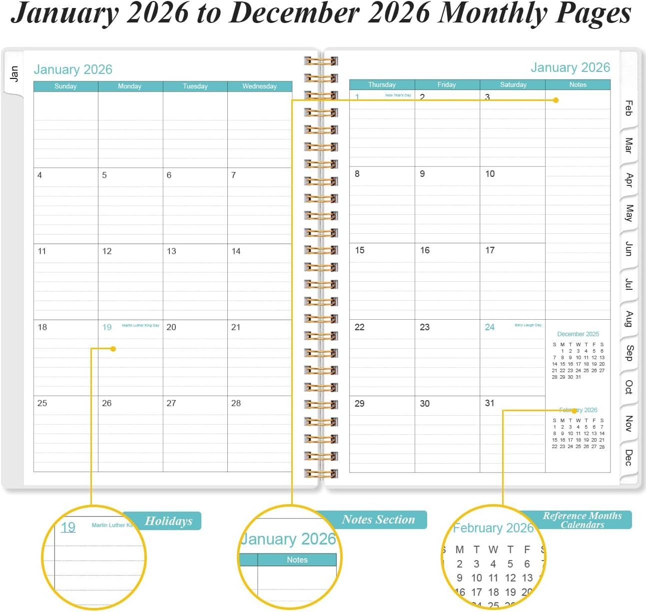 2026 Planner – A5 Weekly & Monthly Planner Spiral Bound, January 2026
