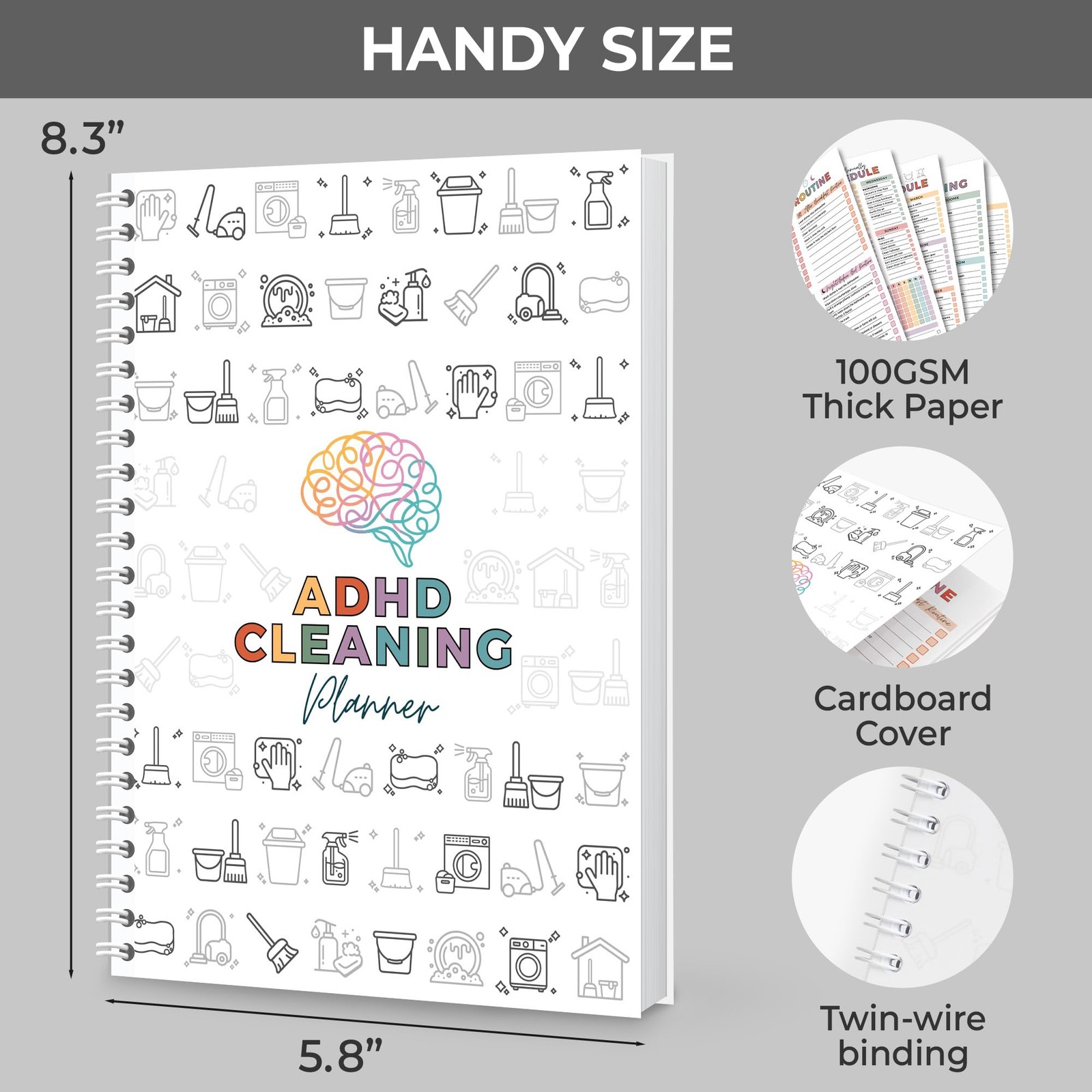 ADHD Cleaning Planner, and Organizing 1 Pack, Multi-colored